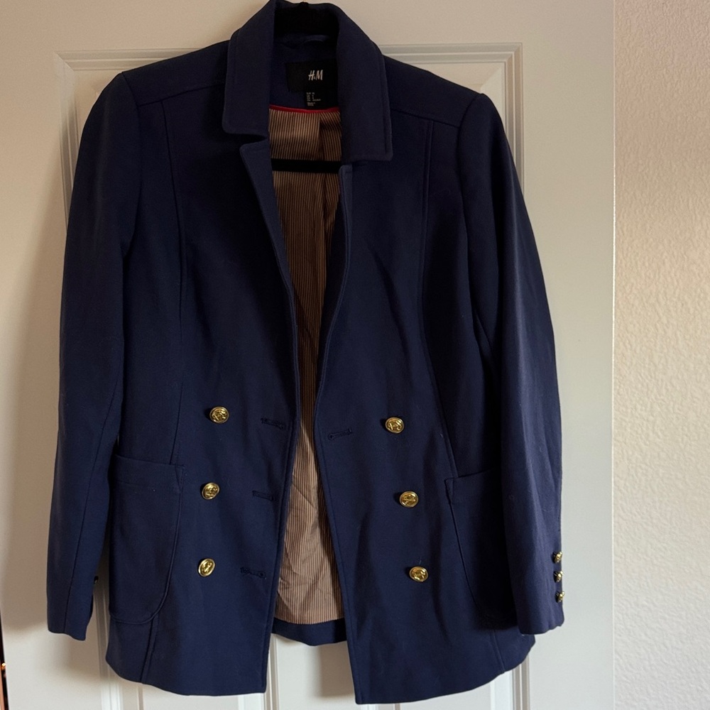 H&M Dark Blue Jacket with Gold Accents